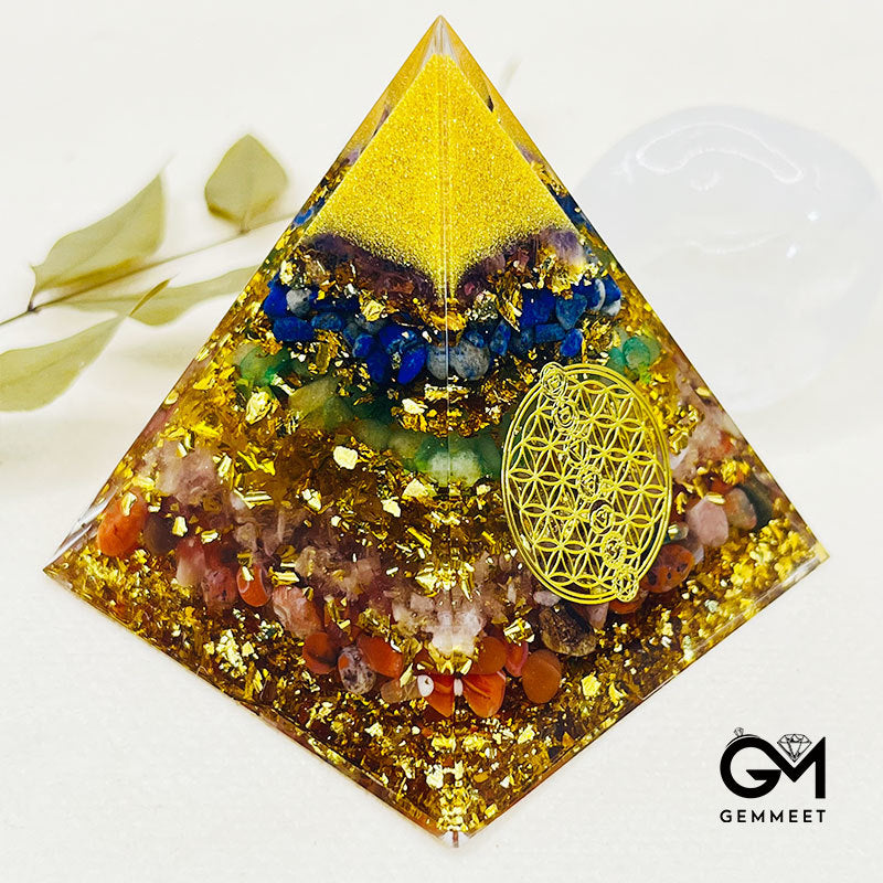 8CM Chakra Flower of Life Orgone Pyramid