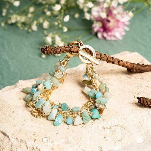 Amazonite Double Layer Alloy Bracelet