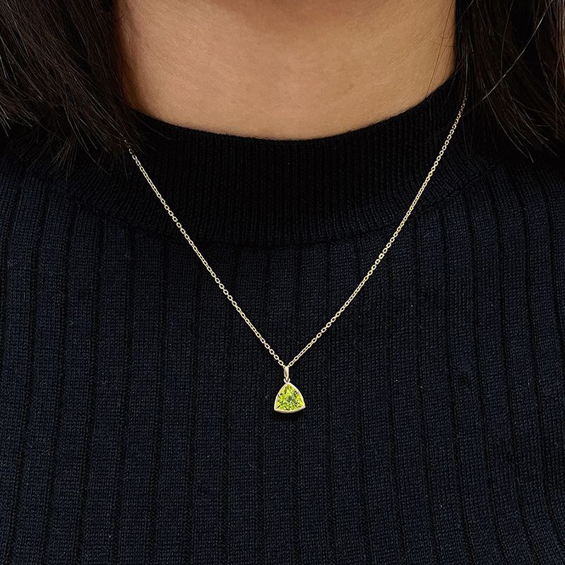 Peridot Triangle Pendant Necklace