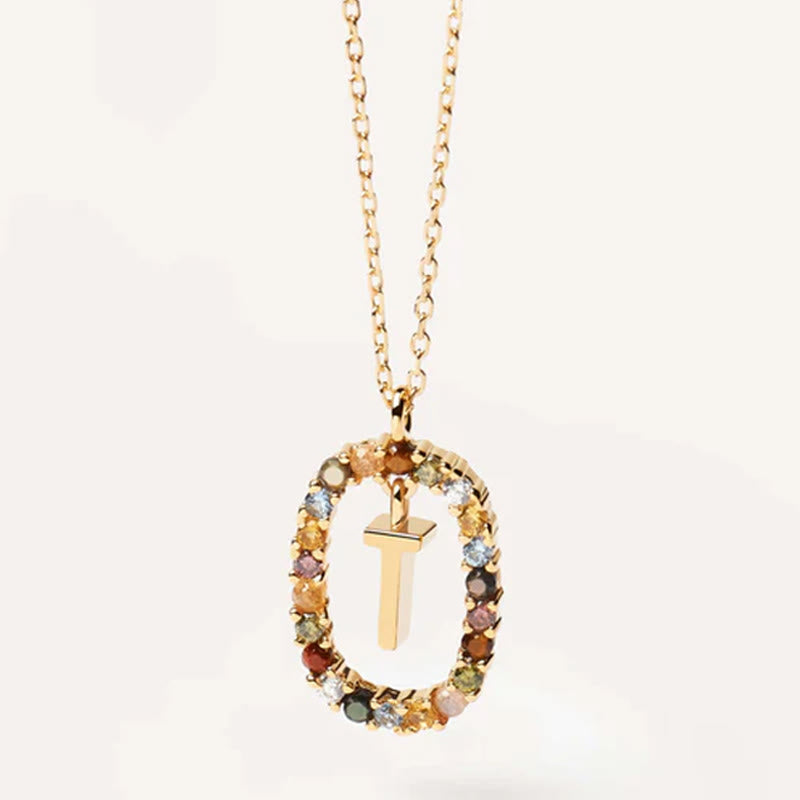 INITIAL LETTER Colourful Zircon Necklace