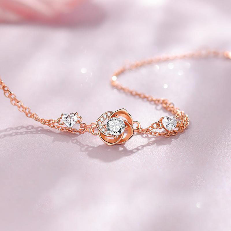 Simple Rose Zircon Bracelet