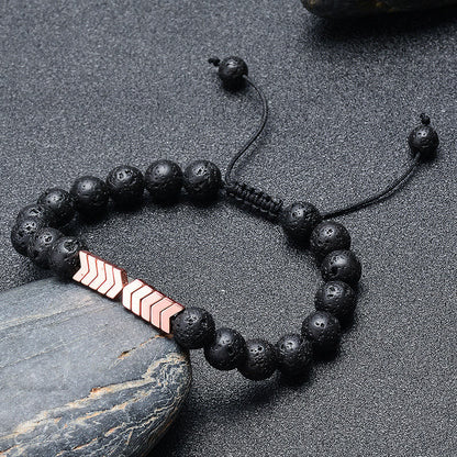 Lava Stone Colorful Magnetite Mens Bracelet