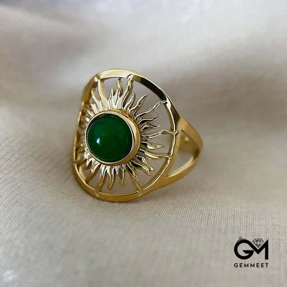 “Sun Arise” - Celestial Green Jade Ring