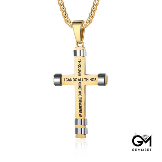 "I CAN DO ALL THINGS" Men's Strength Cross Necklace