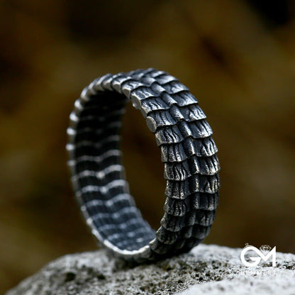 Vintage Titanium Steel Dragon Scale Ring