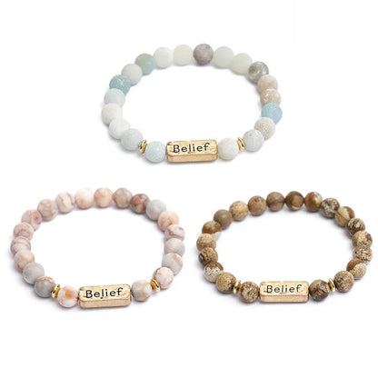 Natural Gemstone Belief Engraving Bracelet