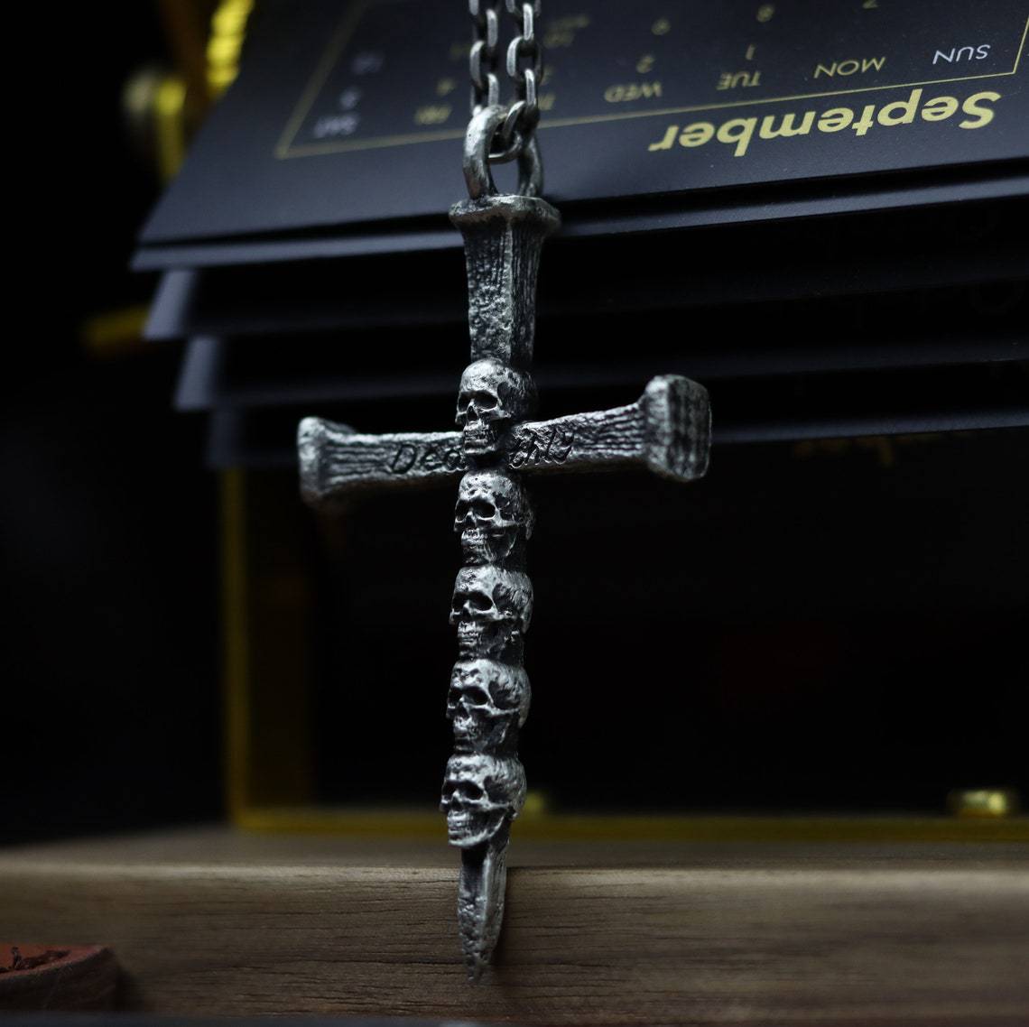 Cross Skull Figure Titanium Steel Pendant for Men