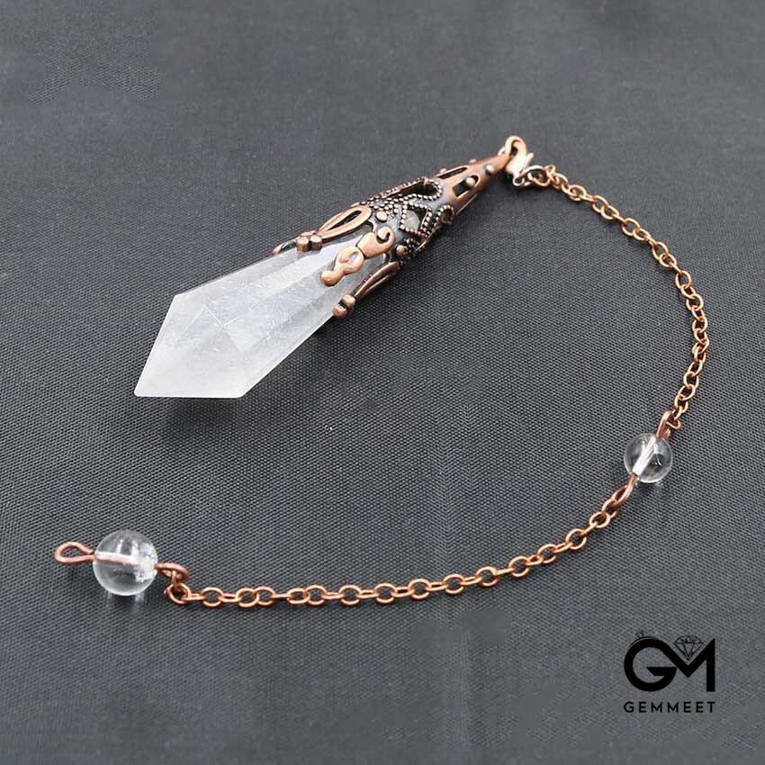 Flash Stone Red Copper Cut White Crystal Spirit Pendant