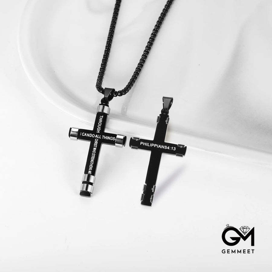 "I CAN DO ALL THINGS" Men's Strength Cross Necklace