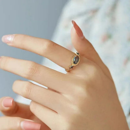 Natural Labradorite Stone Adjustable Ring