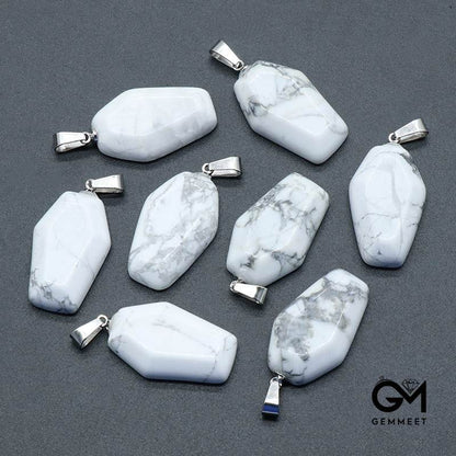 White Turquoise Mini Coffin Board Fun Pendant