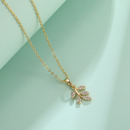 Golden Leaf Zircon Butterfly Pendant