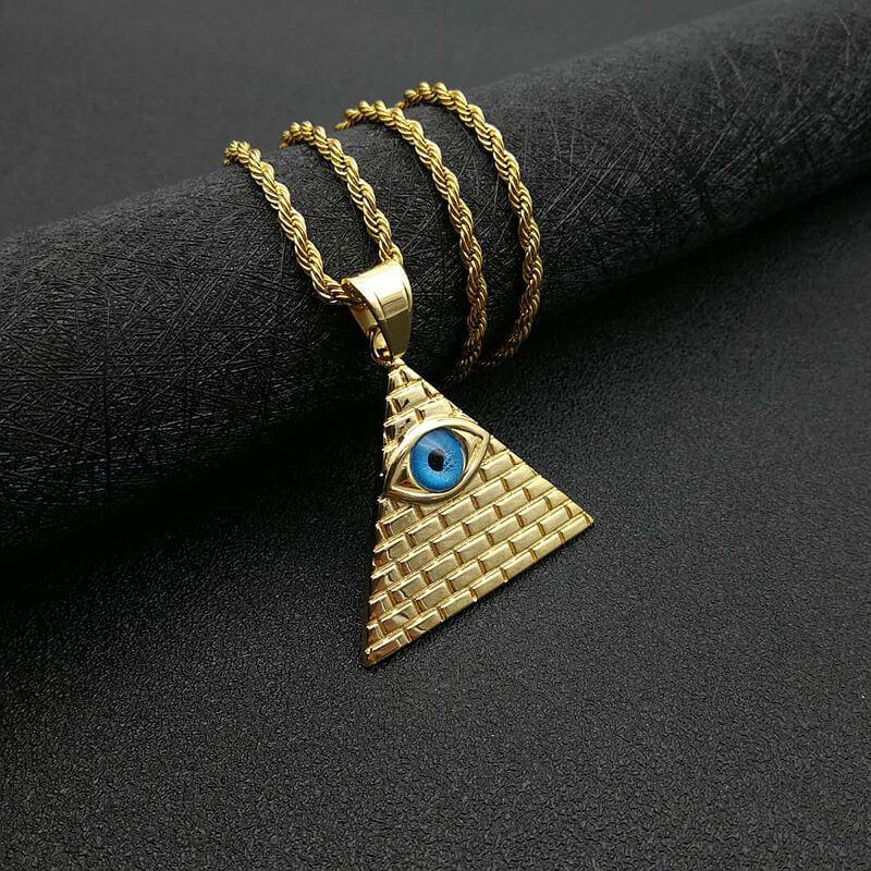 HIPHOP Jewelry Gold Plated Inlaid Zircon Pyramid Pendant