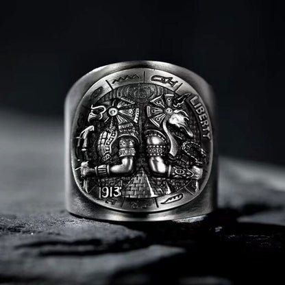 Men's Retro Horus Totem Adjustable Ring