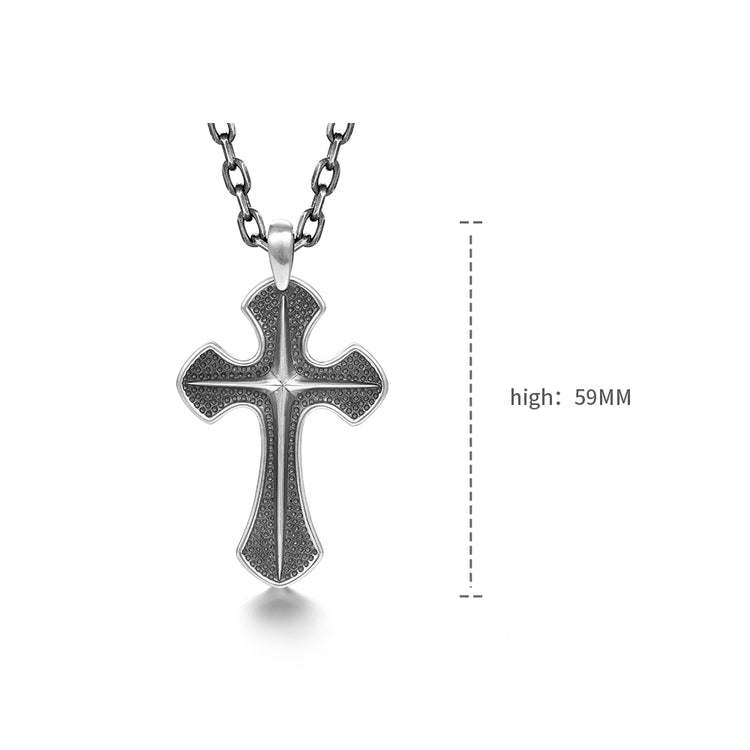 Sterling Silver Retro Punk Cross Pendants Necklace