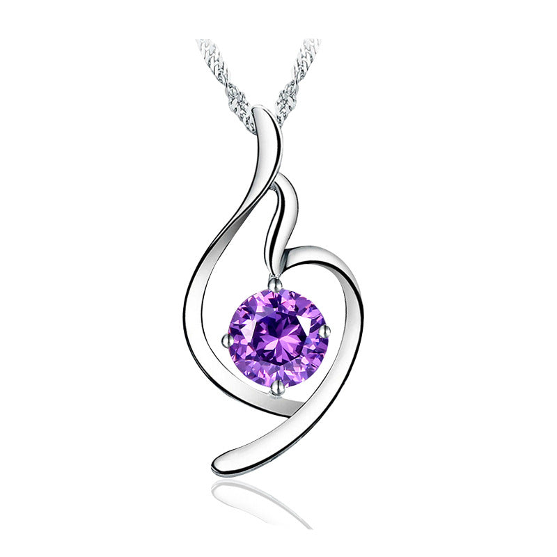 Fashion Simple Angel Purple Zircon Pendant