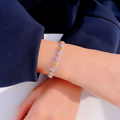 Luxurious High-end Full-diamond Bracelet Candy-style Irregular Micro-inlaid Colorful Treasure Bracelet