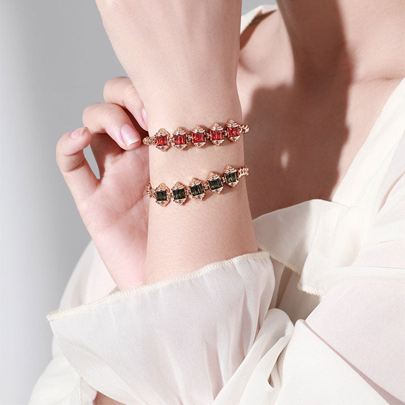 Retro Light Luxury Cylindrical Colored Zircon Bracelet