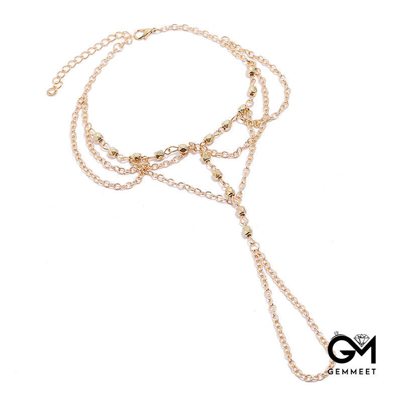 Bohemia Golden Metal Bead Chain Tassel Anklet