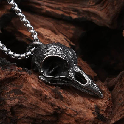 Men's Viking Raven Crow Skull Necklace