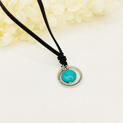 Vintage Men's Turquoise Leather Necklace