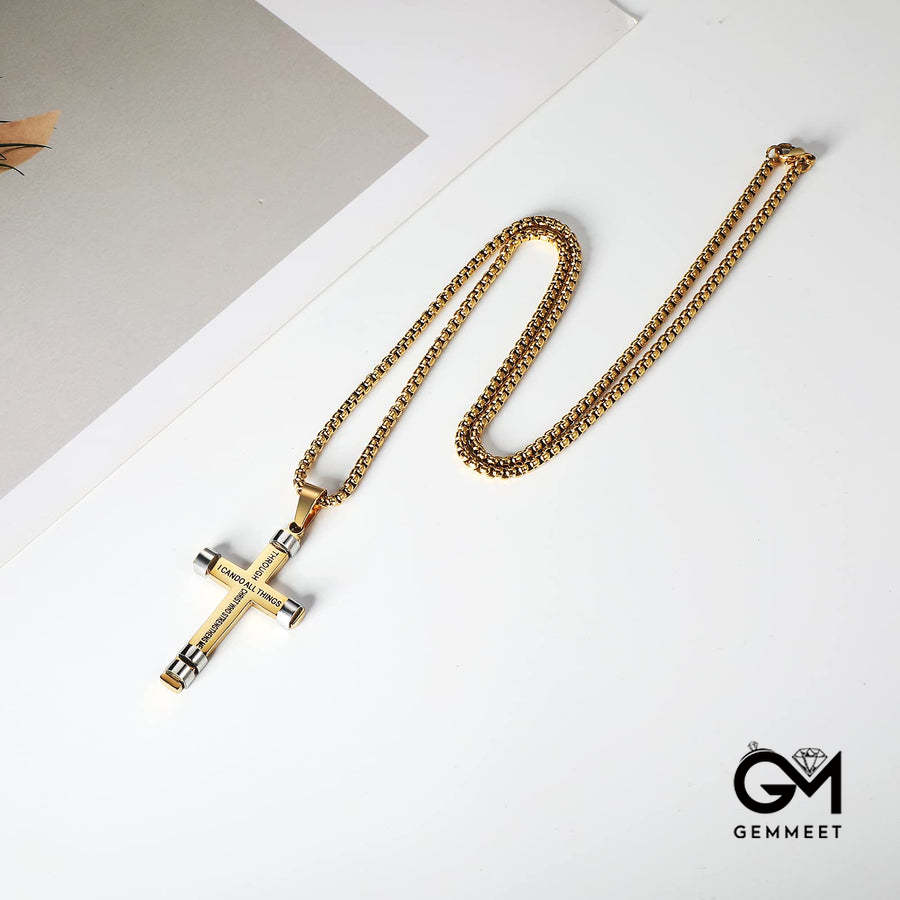 "I CAN DO ALL THINGS" Men's Strength Cross Necklace