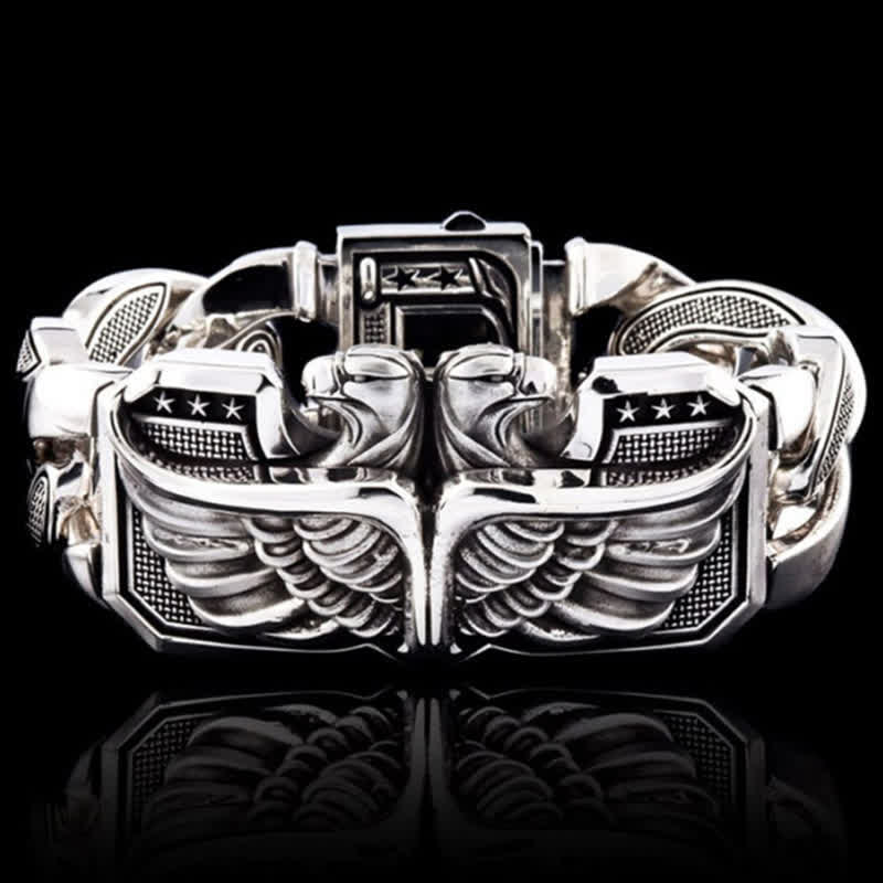 Men's Armed Forces Skull Interlock Bracelet