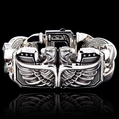 Men's Armed Forces Skull Interlock Bracelet