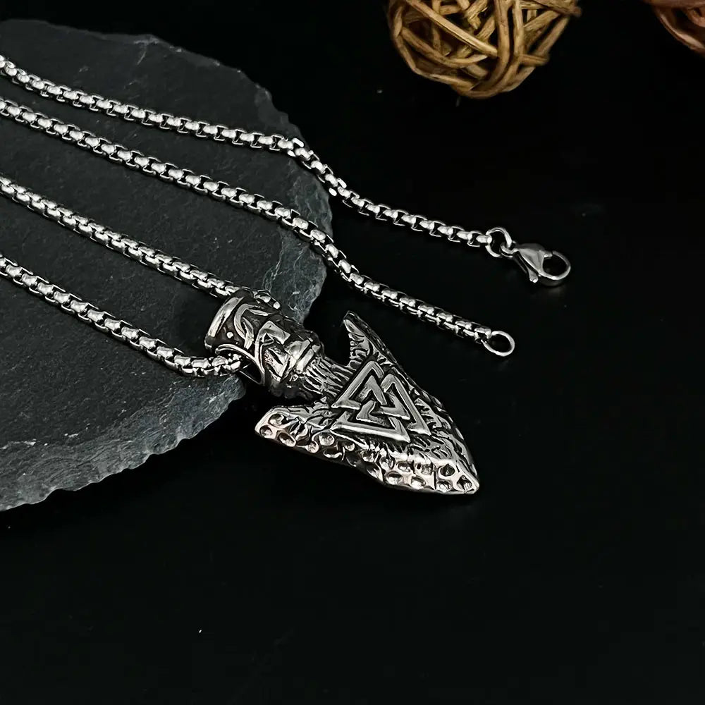 Viking Mythology Viking Rune Arrow Stainless Steel Pendant Necklace