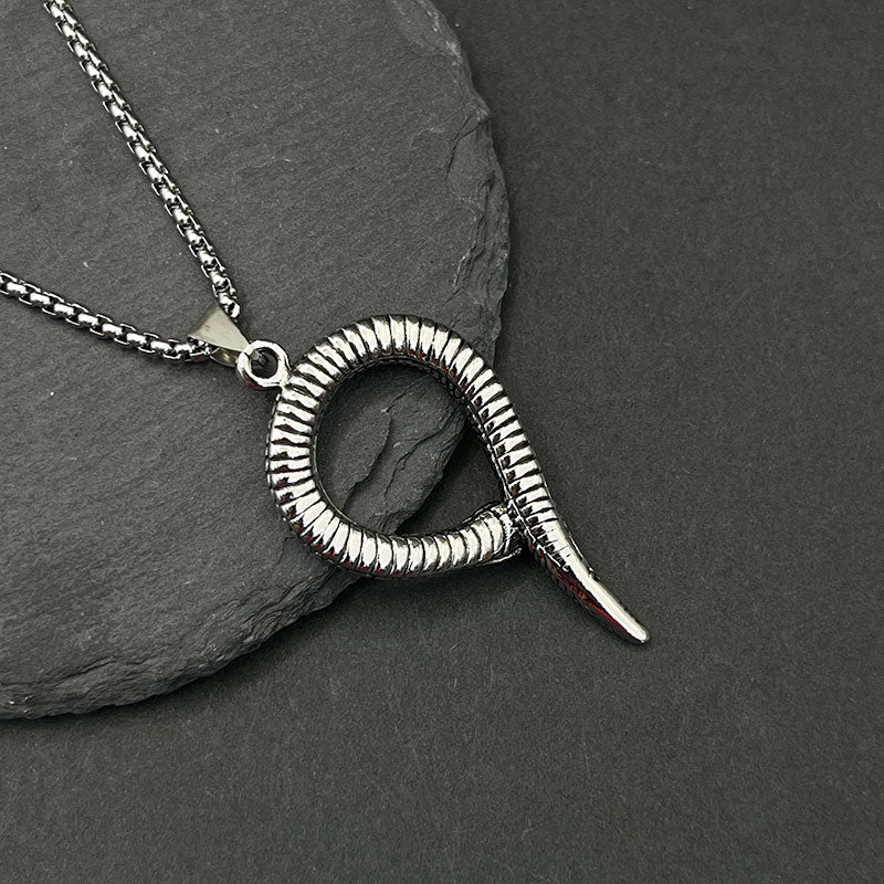 Retro Punk Men's Snakehead Ring Pendant Necklace