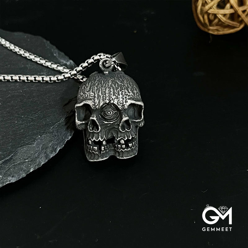 Double-sided One-eyed Ghost Skull Pendant