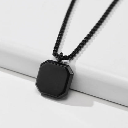 Square Pendant Men Long Sweater Chain Necklace