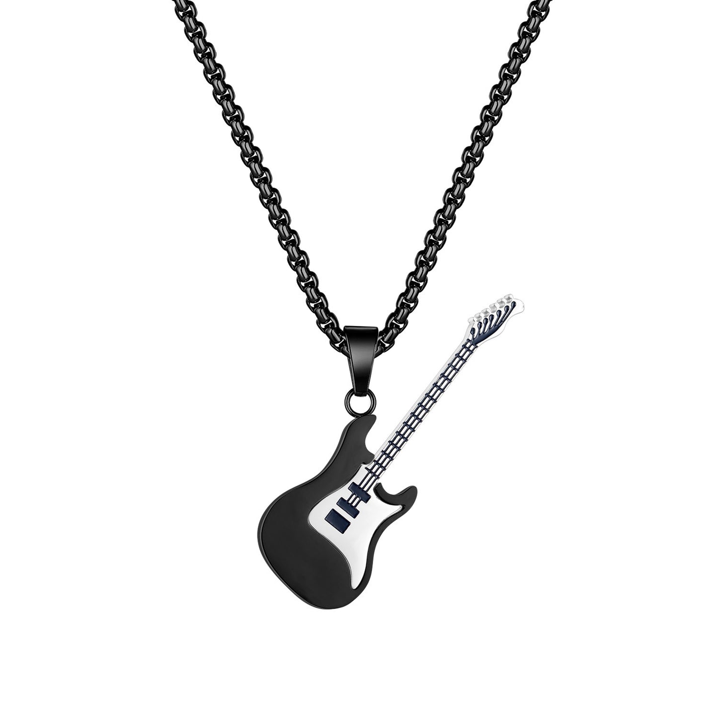 Titanium Steel Electric Guitar Pendant Chain Necklace