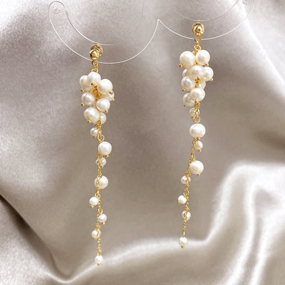 Baroque Pearl Long Tassel Drop Earrings