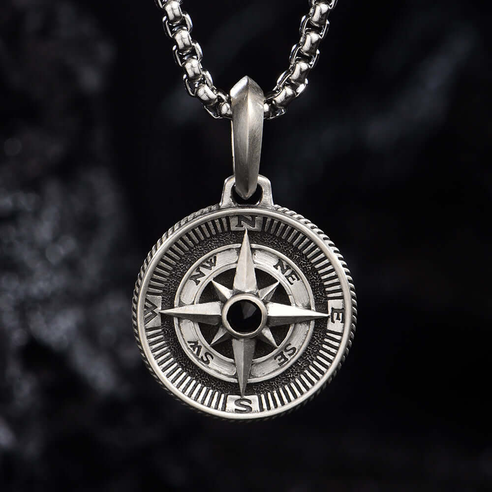 Vintage Men's Compass Necklace Hip Hop Pendants