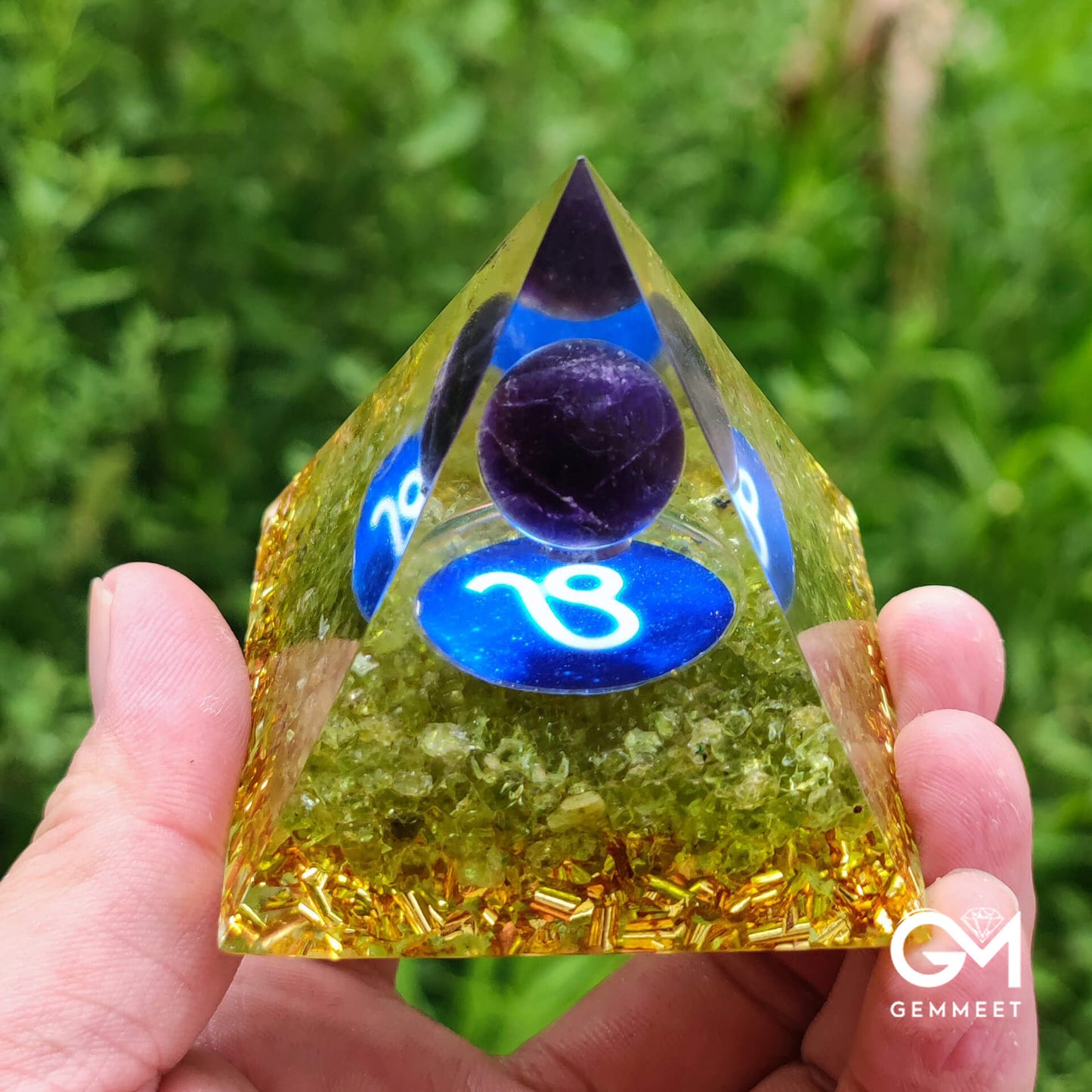 Blue Chalcedony Clear Quartz Orgone Pyramid