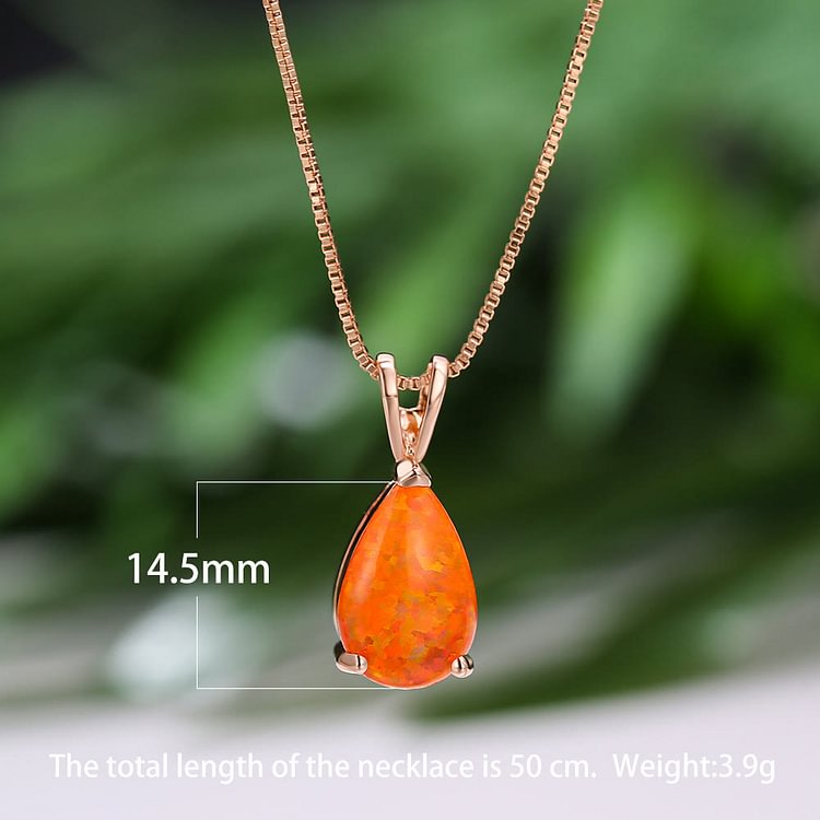 Synthetic Opal Water Drop Pendant Simple Necklace