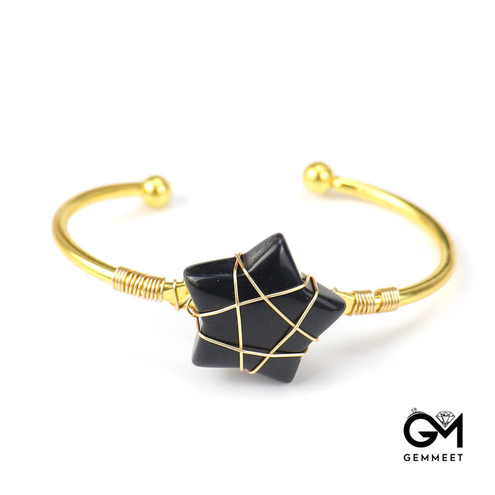 Crystal Pentagram Open Bracelet