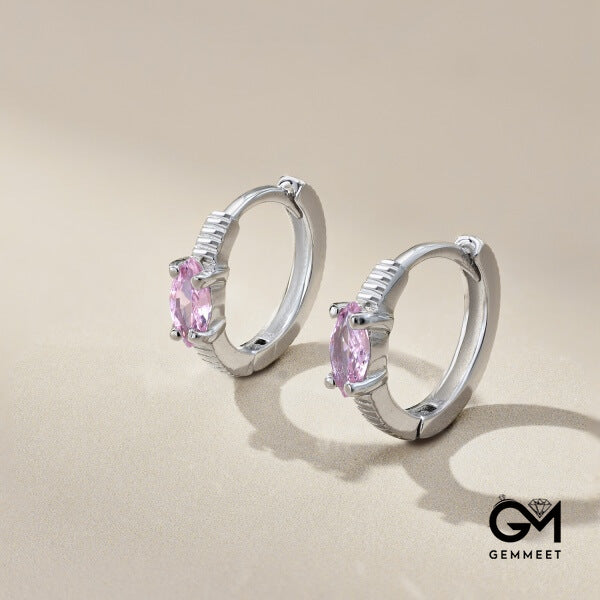 S925 Sterling Silver Pink Horseeye Zircon Earrings