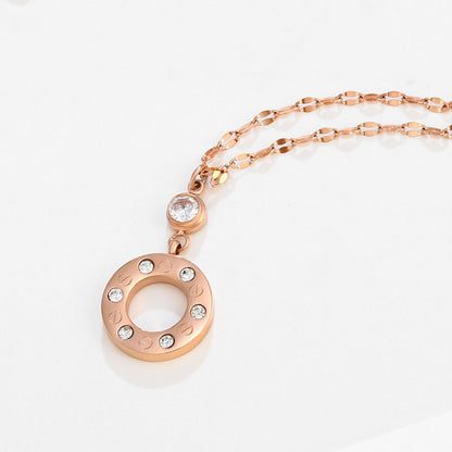 Circle Temperament Collarbone Chain Personality Inlaid Zircon Pendant