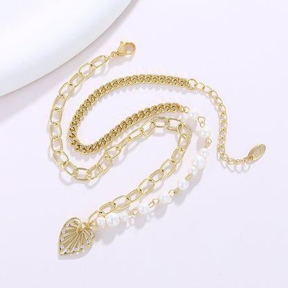 Stylish Spliced Imitation Pearl Heart-shaped Pendant