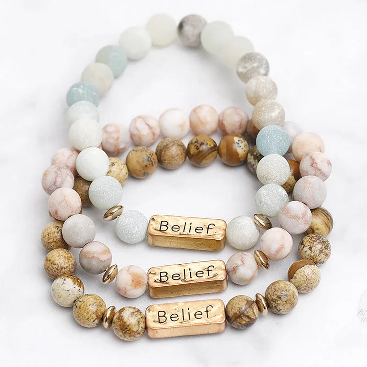 Natural Gemstone Belief Engraving Bracelet