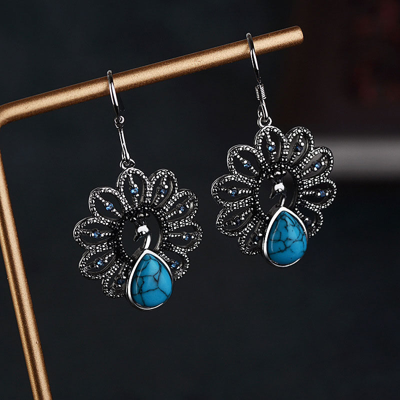 Waterdrop Pear Turquoise Peacock Earrings