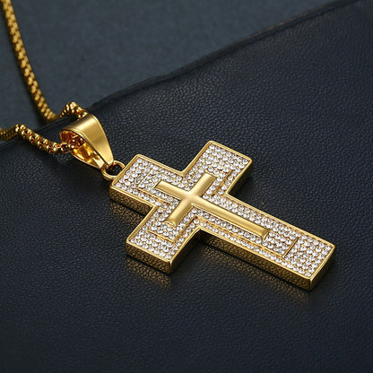 Hip Hop Gold Plated Zirconia Cross Pendant