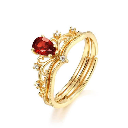 Garnet Crown Modelling Adjustable Ring