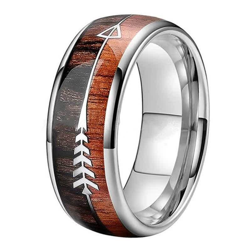 Men's Meteorite Fish Bone Arrow Ring