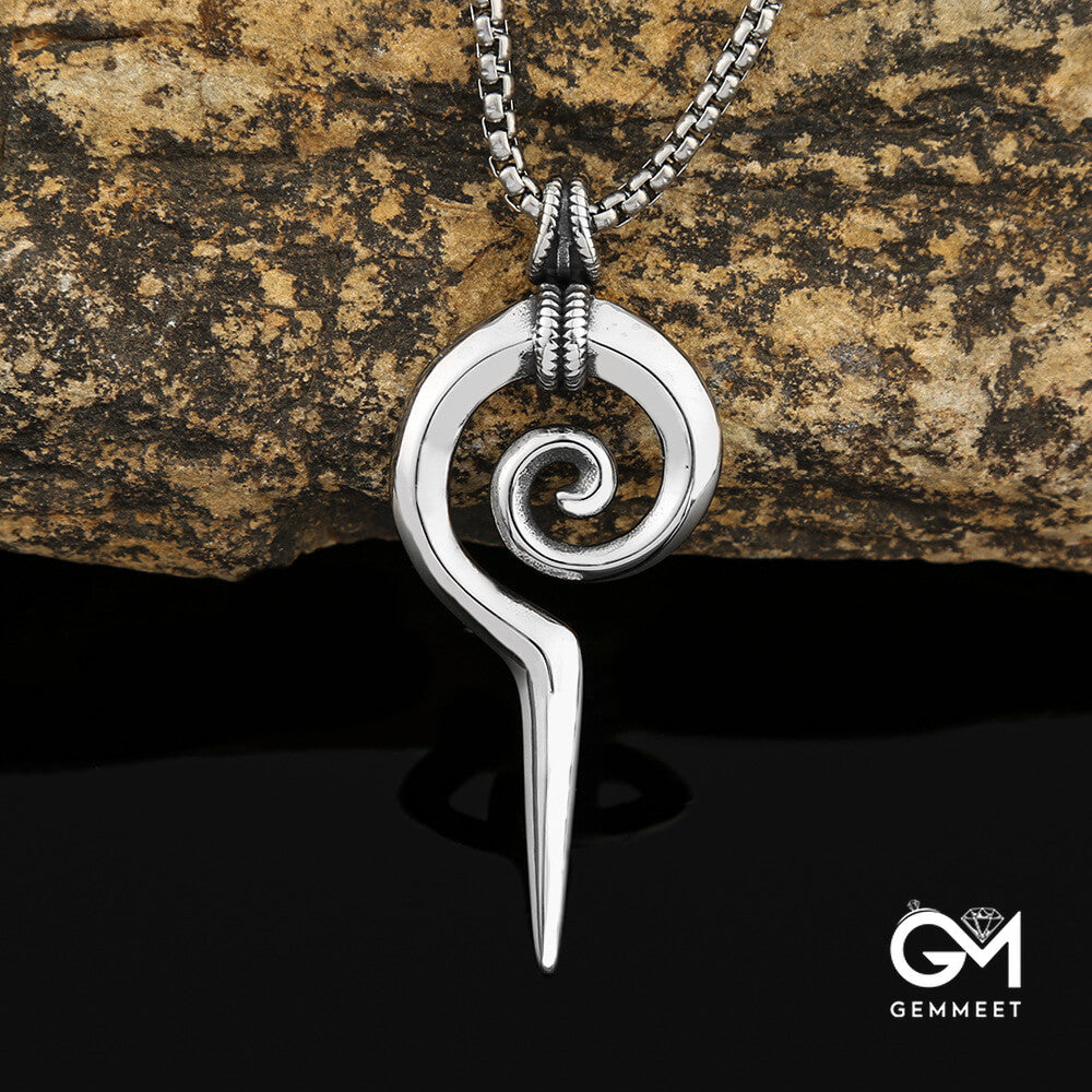 Titanium Steel Coil Snake Scepter Totem Necklace