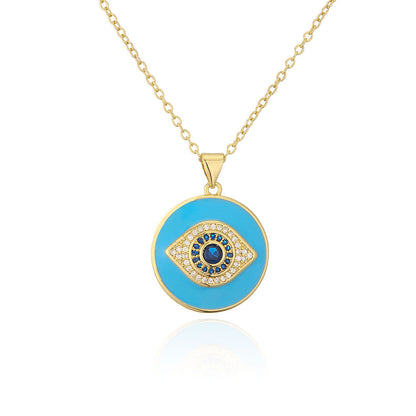 Evil Eye Disc Pendant Necklace