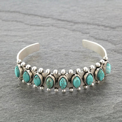 Ethnic Style Metal Inlay Turquoise Women's Bracelet