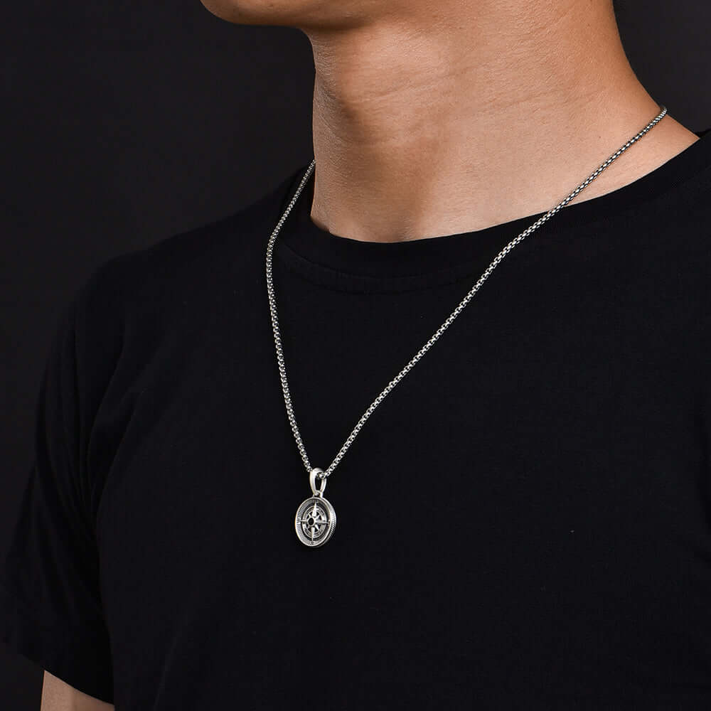 Vintage Men's Compass Necklace Hip Hop Pendants